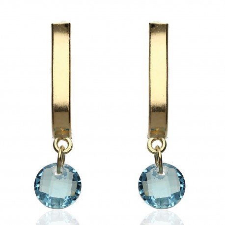 Pendientes ¨Paola¨ Oro 18K topacio azul