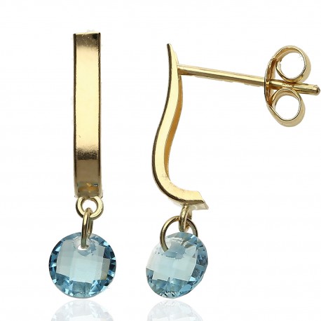 Pendientes ¨Paola¨ Oro 18K topacio azul