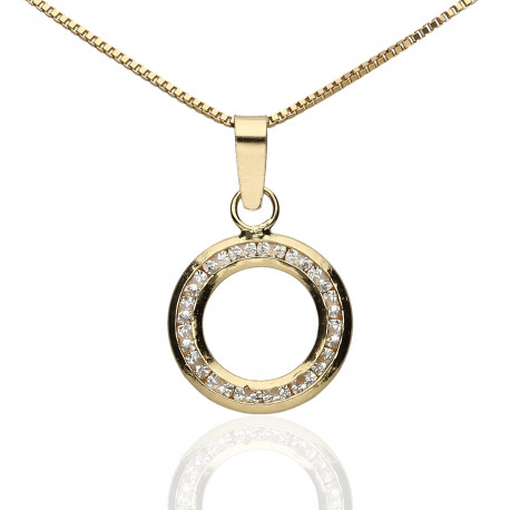 Colgante¨Mini Disc¨Oro 18K circonitas