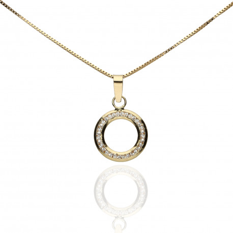 Colgante¨Mini Disc¨Oro 18K circonitas