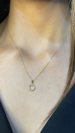Colgante¨Mini Disc¨Oro 18K circonitas