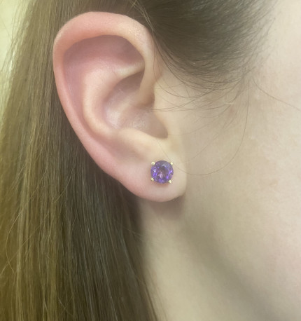 Pendientes oro 18K amatista natural