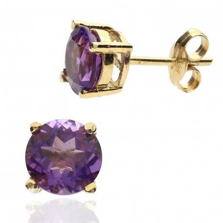 Pendientes oro 18K amatista natural