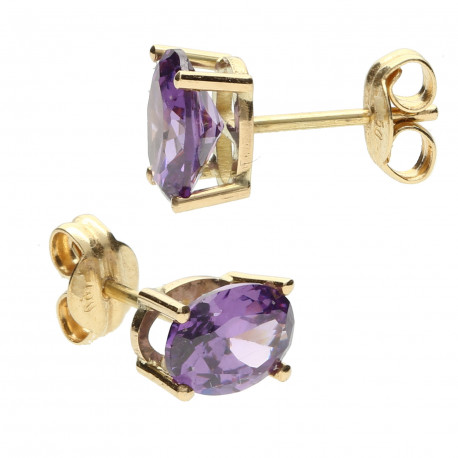 Pendientes amatista ¨Mery¨ Oro 18K 