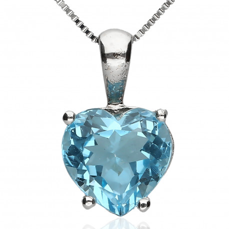Colgante corazón Oro 18K topacio azul