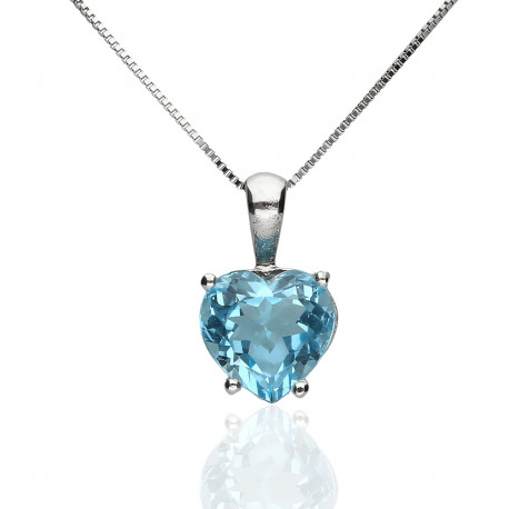 Colgante corazón Oro 18K topacio azul