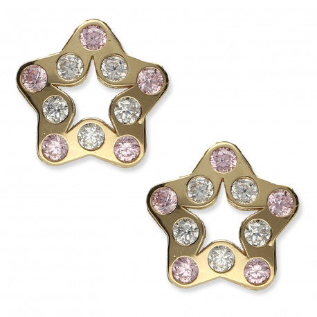 Pendientes ¨Pink Star¨Oro 18K
