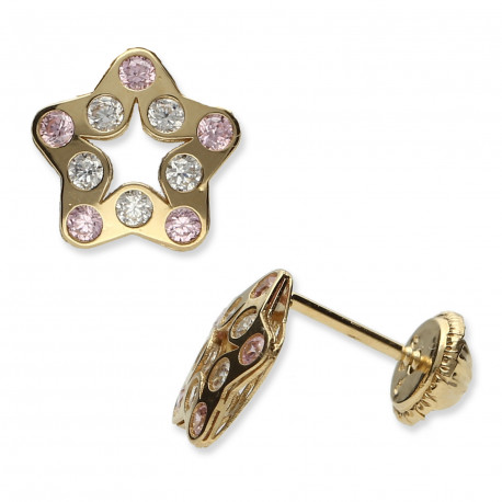 Pendientes ¨Pink Star¨Oro 18K