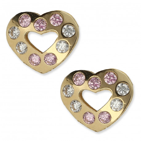 Pendientes ¨Pink Heart¨Oro 18K
