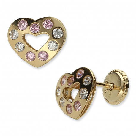 Pendientes ¨Pink Heart¨Oro 18K