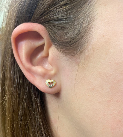 Pendientes ¨Pink Heart¨Oro 18K
