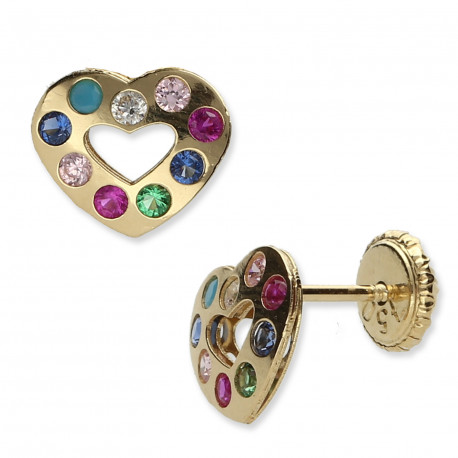 Pendientes ¨Colour Heart¨Oro 18K