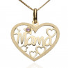 Colgante corazón MAMÁ oro 18K