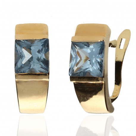 Pendientes ¨Crossandra¨ Aguamarina Oro 18K 