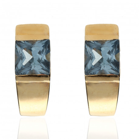 Pendientes ¨Crossandra¨ Aguamarina Oro 18K 