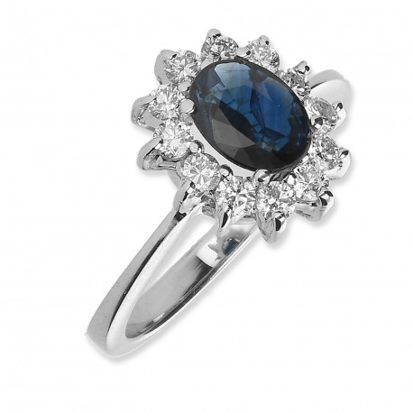Anillo ¨Royal¨ Oro 18K Zafiro y diamantes