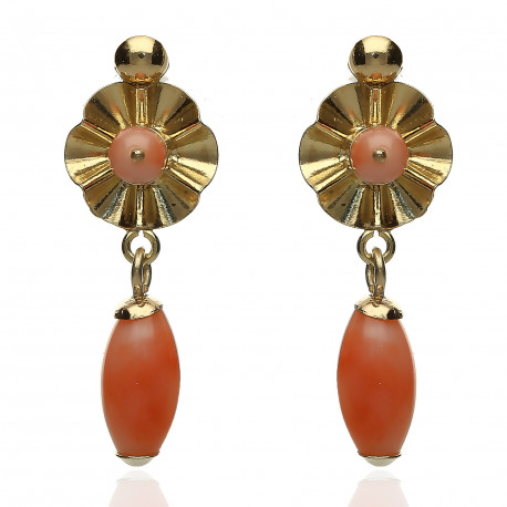 Pendientes ¨Carmen¨Oro 18K y Coral natural