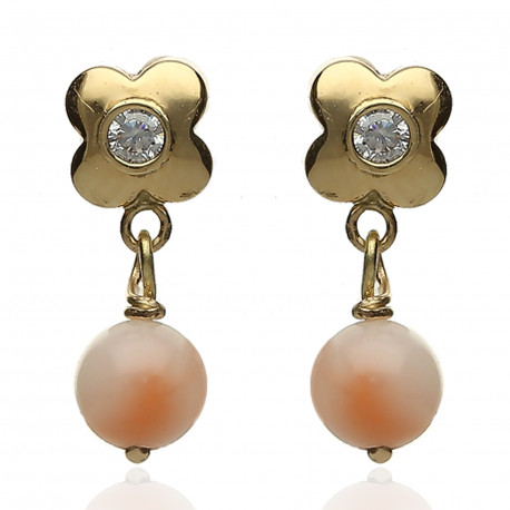 Pendientes ¨María¨Oro 18K y Coral natural