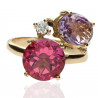 Anillo Oro 18K con diamante y piedras naturales