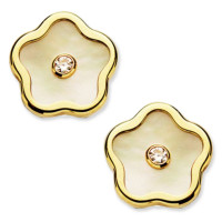 Pendientes flor para bebé oro 18K y nácar