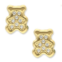 Pendientes de bebé oro 18K osito multipiedra