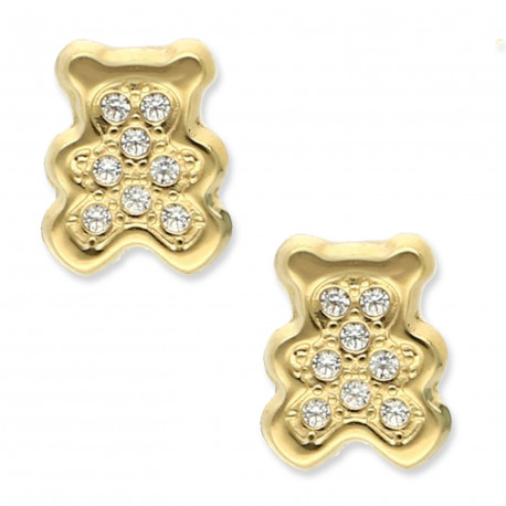 Pendientes de bebé oro 18K osito multipiedra