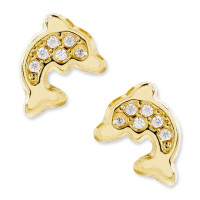 Pendientes de bebé oro 18K delfín multipiedra