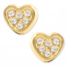 Pendientes de bebé oro 18K corazón multipiedra