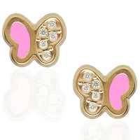 Pendientes mariposa oro circonitas y esmalte