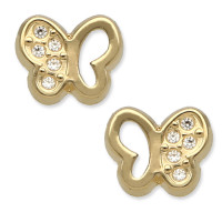 Pendientes mariposa oro 18K calada con circonitas