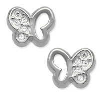 Pendientes mariposa oro blanco 18K calada con circonitas