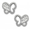 Pendientes mariposa oro blanco 18K calada con circonitas