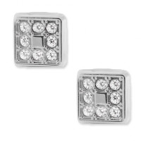 Pendientes de bebé oro blanco 18K cuadrado multicirconitas