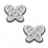 Pendientes de bebé oro blanco 18K mariposa multipiedra
