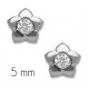 Pendientes bebé Oro blanco 18K flor con circonita