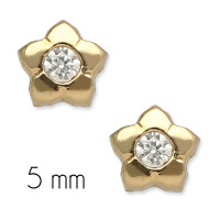 Pendientes de bebé de oro blanco 18K flor con circonita