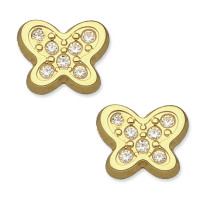Pendientes de bebé oro blanco 18K mariposa multipiedra