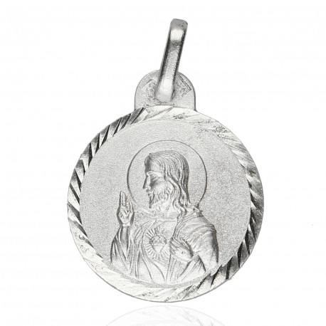 Medalla plata Sagrado Corazón 18mm