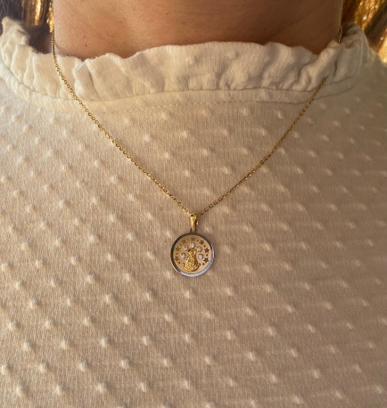 Medalla Oro 18Ktes Virgen del Rocio circonitas