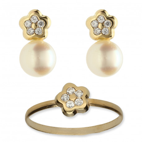 Juego comunión ¨Fleur¨ Oro 18K 