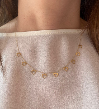 Gargantilla Corazones Oro 18K 