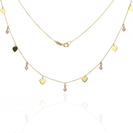 Gargantilla Corazones rosas Oro 18K 