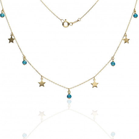 Gargantilla Estrellas piedra azul Oro 18K 
