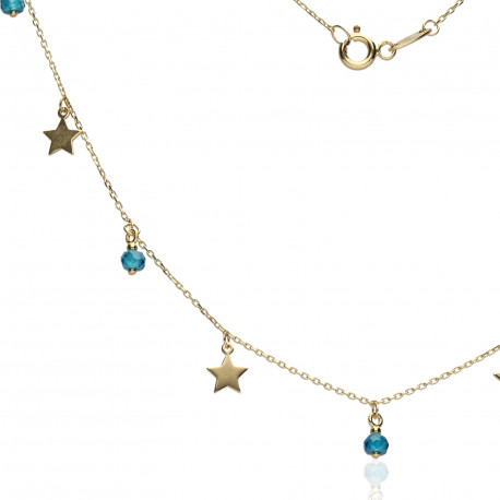 Gargantilla Estrellas piedra azul Oro 18K 