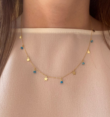 Gargantilla Estrellas piedra azul Oro 18K 