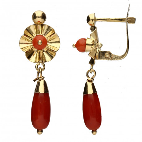 Pendientes ¨Lolita¨Oro 18K y Coral natural