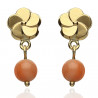 Pendientes ¨Leire¨Oro 18K coral natural
