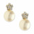 Pendientes oro amarillo 18K cuajo con circonitas y perla