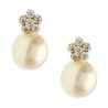Pendientes oro amarillo 18K cuajo con circonitas y perla