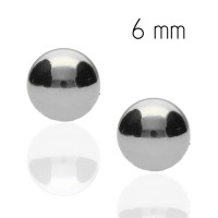 Pendientes Oro blanco 18Ktes bola 6mm
